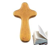 à main - souple qui tient dans votre main | Héros en bois de pin | Tenir les en grandes quantités | Palmier pour prier, crucifix en bois massif, 2,36 pouces, pour colliers