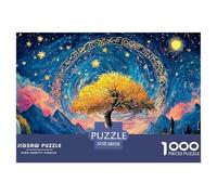 A Majestic Tree of Life 1000 Pièces Carton Premium Coffret De Puzzles Gogh-Style Cosmic Tree Stimulant Et Éducatif Jeu Créatif Puzzles As Birthday Gifts 38x26cm/1000pcs