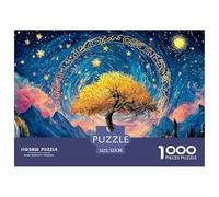 A Majestic Tree of Life 1000 Pièces Carton Premium Coffret De Puzzles Gogh-Style Cosmic Tree Stimulant Et Éducatif Jeu Créatif Puzzles pour Adultes Et Enfants 52x38cm/1000pcs