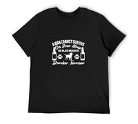 A Man Cannot Survive on Beer Alone He Needs A Border Terrier Owner T-Shirt Black Mens Tee Unisex Shirt XXL
