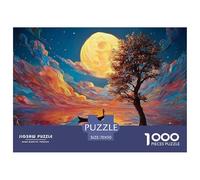 A Man Walks Along The Beach Under Moonlight 1000 Pièces Carton Extra-épais Puzzle À Faire Soi-même Yellow Moon Stimulant Et Éducatif Jeu Créatif Puzzles Cadeaux Pour La Famille Et Les Amis 70x50cm/100