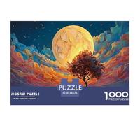 A Man Walks Along The Beach Under Moonlight 1000 Pièces Carton Extra-épais Puzzle À Faire Soi-même Yellow Moon Extrêmement Difficile Défi Unique Puzzles pour Adultes Et Enfants 38x26cm/1000pcs