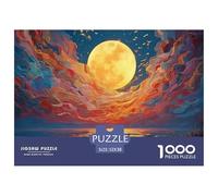 A Man Walks Along The Beach Under Moonlight 1000 Pièces Carton Extra-épais Puzzle À Faire Soi-même Yellow Moon Stimulant Et Éducatif Jeu Créatif Puzzles Cadeaux Pour La Famille Et Les Amis 52x38cm/100