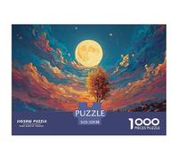 A Man Walks Along The Beach Under Moonlight 1000 Pièces Puzzle En Papier Écologique Coffret De Puzzles Yellow Moon Extrêmement Difficile Défi Unique Puzzles Pour La Décoration Intérieure 52x38cm/1000p