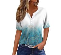 a Mazon Mon Compte Chic Top Sexy - T Shirt Blanc Femme Vacances Haut Été, T-Shirt Mode Shirt Grande Taille Chemise Blouse(Cyan,S)