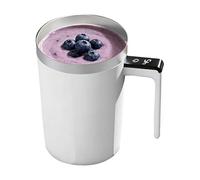 à mélange automatique - Agitateur rechargeable magnétique | Gobelet électrique avec couvercle indicateur de chaleur | 400 ml en acier inoxydable pour lait, thé, café au lait, cappuccino, chocolat