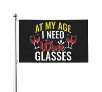 À mon âge j’ai besoin de lunettes drapeau double face esthétique drapeau art mural pour la fête 3x5 pi, à mon âge j’ai besoin de lunettes tapisserie pour dortoir