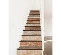 A.Monamour Adhésif Sticker Contremarche Escalier 3D Grunge Planches De Bois Texture Du Bois Art Abstrait Vinyle Autocollants Stickers Carrelage Carreaux Escalier Lot de 13 Bandes (1m x 18 cm)