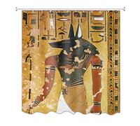 A.Monamour Ancien Egypte Anubis Vintage Marron Marron Imprimer Impression Tissu Résistant À La Moisissure en Polyester Rideau De Douche en Polyester pour Décoration De Salle De Bain 180X180 Cm