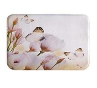 A.Monamour Antidérapant Absorbant Lavable Tapis de Bain Bouquet Romantique Roses Fond Papillon Doux Flanelle Tapis pour WC Salle de Bain Lavabo Baignoire Douche Cuisine Evier Salon Chambre