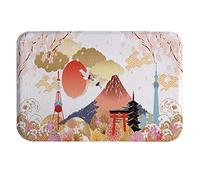 A.Monamour Antidérapant Absorbant Tapis de Bain Cerise Sakura Fuji Montagne Tokyo Voyage Paysage Style Japonais Doux Flanelle Tapis pour WC Salle de Bain Baignoire Douche Cuisine Salon 40x60cm