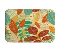 A.Monamour Antidérapant Absorbant Tapis de Bain Dessin Croquis Coloré Feuilles d'automne Fond Doux Flanelle Tapis pour WC Salle de Bain Lavabo Baignoire Douche Cuisine Evier Salon Chambre 40x120cm