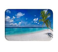 A.Monamour Antidérapant Absorbant Tapis de Bain Paradis Tropical Plage Sable Blanc Coco Palmier Thème De Voyage Doux Flanelle Tapis pour WC Salle de Bain Baignoire Douche Salon Chambre 40x60cm