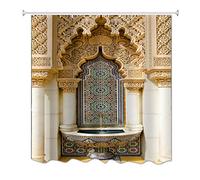 A.Monamour Architecture Exotique Thématique en Tissu Imperméable À l'eau Résistant À La Moisissure Rideau De Douche pour Accessoires De Salle De Bain 180X200 cm / 72 "X78
