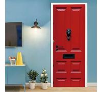 A.Monamour Autocollant 3D Porte D'Entrée Rouge D'Une Maison De Ville De Londres - Vinyle Affiche Mural Papier Peint Art Décor 85 x 215 cm