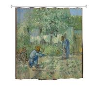 A.Monamour First Steps (After Millet) De Vincent Van Gogh Peintures À l'huile Art Decors Impression Ensemble De Rideau De Douche en Tissu Imperméable avec Crochets pour Salle De Bains 150X180 Cm