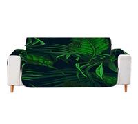 A.Monamour Housses de Canapé Salon Couverture Imprimée Feuilles Tropicales Lumineuses Vertes sur Fond Sombre Velours Chaise Fauteuil Meubles Protecteur Housses de Canapé 1 Place 2 Places 3 Places