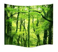 A.Monamour Nature Paysage des Arbres Verts Mur Image De La Forêt d'impression Suspendus Tapisserie Murale Art Mural Décor Yoga Méditation Tapis Couvre-Lit pour Les Dortoirs