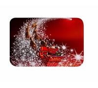 A.Monamour Père Noël Équitation Traîneau Renne Imprimer Vacances De Noël sur Le Thème Absorbant Doux Flanelle Anti-Dérapant Shaggy Bain Tapis Tapis De Sol pour Le Salon Chambre Cuisine
