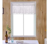 A.Monamour Rideau Court pour Petit Fenêtre Brodé Dentelle Sheer Voile Drapés Tissu Demi Rideau Brise-bise Cantonnière Rideaux pour Chambre Salon Cusine Café Bistrot Placard - Blanc