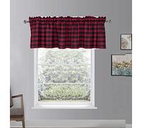 A.Monamour Rideau de Cuisine Court pour Petit Fenêtre Maison De Campagne Opaque À Carreaux Vichy Noir Rouge Rideau Brise-bise Rideaux à Disques Cantonnières Demi Rideau Passe-Tringle pour Bistro Café