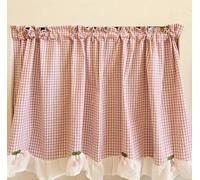 A.Monamour Rideau de Cuisine Court pour Petit Fenêtre Opaque Rose Blanc Carreaux Vichy Maison de Campagne Demi Rideau Brise-bise Rideaux à Disques Rideaux à étages Cantonnières Passe-Tringle Bistro