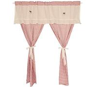 A.Monamour Rideau de Cuisine Court pour Petit Fenêtre Rose Plaid à Carreaux Vichy en Coton Style Fendu Moyen Rideau Brise-bise Rideaux à Disques Cantonnières Demi Rideau Passe-tringle pour Bistro Café