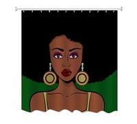 A.Monamour Rideaux de Douche Afro Rideau De Douche Afro-Américaine Noir Lady Fille Art Tribal Impression Rideaux De Douche Rideaux De Douche pour La Maison 180x200 cm