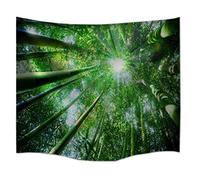 A.Monamour Soleil À Travers Vert Mur De Tissu De Milieux Photographie d'image Arbres en Bambou De Forêt Suspendue Tapisserie Murale Art Décor pour Dortoirs