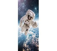 A.Monamour Sticker Porte Autocollant Poster De Porte 3D Astronaute dans l'espace dans Le Contexte De La Planète Terre Vinyle Affiche De Porte Sticker Mural Papier Peint Art Décor 77 x 200 cm