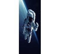 A.Monamour Sticker Porte Autocollant Poster De Porte 3D Astronaute Devant La Planète Terre Vinyle Affiche De Porte Sticker Mural Papier Peint Art Décor 95 x 215 cm
