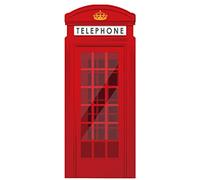 A.Monamour Sticker Porte Autocollant Poster De Porte 3D Cabine Téléphonique Rouge Vinyle Affiche De Porte Sticker Mural Papier Peint Art Décor 85x215cm