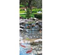 A.Monamour Sticker Porte Autocollant Poster De Porte 3D Canards De Poisson Dans Un Étang Avec Galets Paysage De Jardin De Parc Vinyle Affiche De Porte Sticker Mural Papier Peint Art Décor 77 x 200 cm