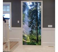 A.Monamour Sticker Porte Autocollant Poster de Porte 3D Chemin Chemin dans La Forêt Brumeuse Bois Arbres Nature Paysage Vinyle Affiche de Porte Sticker Mural Papier Peint Art Décor 77 x 200 cm