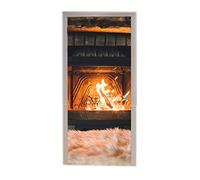 A.Monamour Sticker Porte Autocollant Poster de Porte 3D Cheminée Chaleureuse Avec Décoration De Noël Au Bois Vinyle Affiche de Porte Sticker Mural Papier Peint Art Décor 83 x 204 cm