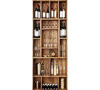 A.Monamour Sticker Porte Autocollant Poster De Porte 3D Étagère De Cave À Vin en Bois avec des Bouteilles De Vin Rouge dans Un Bar Vinyle Affiche De Porte Sticker Mural Papier Peint Décor 85 x 200 cm