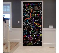 A.Monamour Sticker Porte Autocollant Poster de Porte 3D Formules Mathématiques Mathématiques Et Calculs Écrits Sur Tableau Noir Vinyle Affiche de Porte Sticker Mural Papier Peint Art Décor 77 x 200 cm