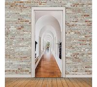 A.Monamour Sticker Porte Autocollant Poster De Porte 3D Hall Intérieur Couloir Passage Blanc Arches Vinyle Affiche De Porte Sticker Mural Papier Peint Art Décor 85 x 215 cm