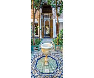 A.Monamour Sticker Porte Autocollant Poster De Porte 3D Jardin De Marrakech Palais Bahia À Marrakech Maroc Vinyle Affiche De Porte Sticker Mural Papier Peint Art Décor 85 x 215 cm