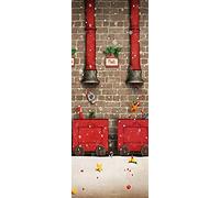 A.Monamour Sticker Porte Autocollant Poster De Porte 3D L'Atelier du Père Noël Et Le Cadeau du Train Rouge Vinyle Affiche De Porte Sticker Mural Papier Peint Art Décor 90 x 200 cm