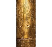 A.Monamour Sticker Porte Autocollant Poster De Porte 3D L'Egypte Ancienne Symbole De Hiéroglyphes Murale Dorée Vinyle Affiche De Porte Sticker Mural Papier Peint Art Décor 95 x 215 cm