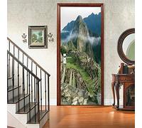 A.Monamour Sticker Porte Autocollant Poster De Porte 3D Paysage De Montagne Machu Picchu Au Pérou Vinyle Affiche De Porte Sticker Mural Papier Peint Art Décor 77 x 200 cm