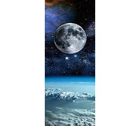 A.Monamour Sticker Porte Autocollant Poster De Porte 3D Paysage Spatial Vue Depuis La Planète Terre Vinyle Affiche De Porte Sticker Mural Papier Peint Art Décor 85 x 215 cm