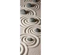 A.Monamour Sticker Porte Autocollant Poster De Porte 3D Pierres Zen sur Le Sable avec Dessins De Vagues Méditation Équilibre Vinyle Affiche De Porte Sticker Mural Papier Peint Art Décor 85 x 215 cm