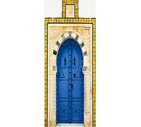 A.Monamour Sticker Porte Autocollant Poster De Porte 3D Porte Bleue Traditionnelle avec Ornement À Sidi BOU Dit Tunisie Vinyle Affiche De Porte Sticker Mural Papier Peint Art Décor 77 x 200 cm