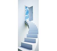 A.Monamour Sticker Porte Autocollant Poster De Porte 3D Porte Ouverte Escalier Vers Le Ciel Vinyle Affiche De Porte Sticker Mural Papier Peint Art Décor 77 x 200 cm