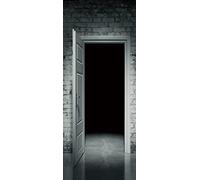 A.Monamour Sticker Porte Autocollant Poster De Porte 3D Porte Ouverte Sur Un Mur De Briques Avec Une Lumière Vive Dans Une Pièce Très Sombre Vinyle Affiche De Porte Sticker Mural Papier Peint 77x200cm