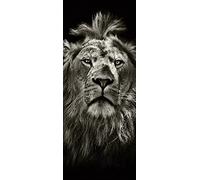 A.Monamour Sticker Porte Autocollant Poster De Porte 3D Portrait D'Un Lion Noir Et Blanc Vinyle Affiche De Porte Sticker Mural Papier Peint Art Décor 77 x 200 cm