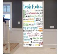 A.Monamour Sticker Porte Autocollant Poster de Porte 3D Règles Familiales Inspirantes Citations Éducatives Mots Vinyle Affiche de Porte Sticker Mural Papier Peint Art Décor 90 x 200 cm
