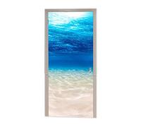 A.Monamour Sticker Porte Autocollant Poster de Porte 3D Scène Sous-Marine L'Océan Bleu Texture De L'Eau De Fond De Mer De Sable Vinyle Affiche de Porte Sticker Mural Papier Peint Art Décor 77 x 200 cm